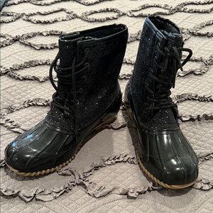 Stylish Black Glitter Women's Boots
